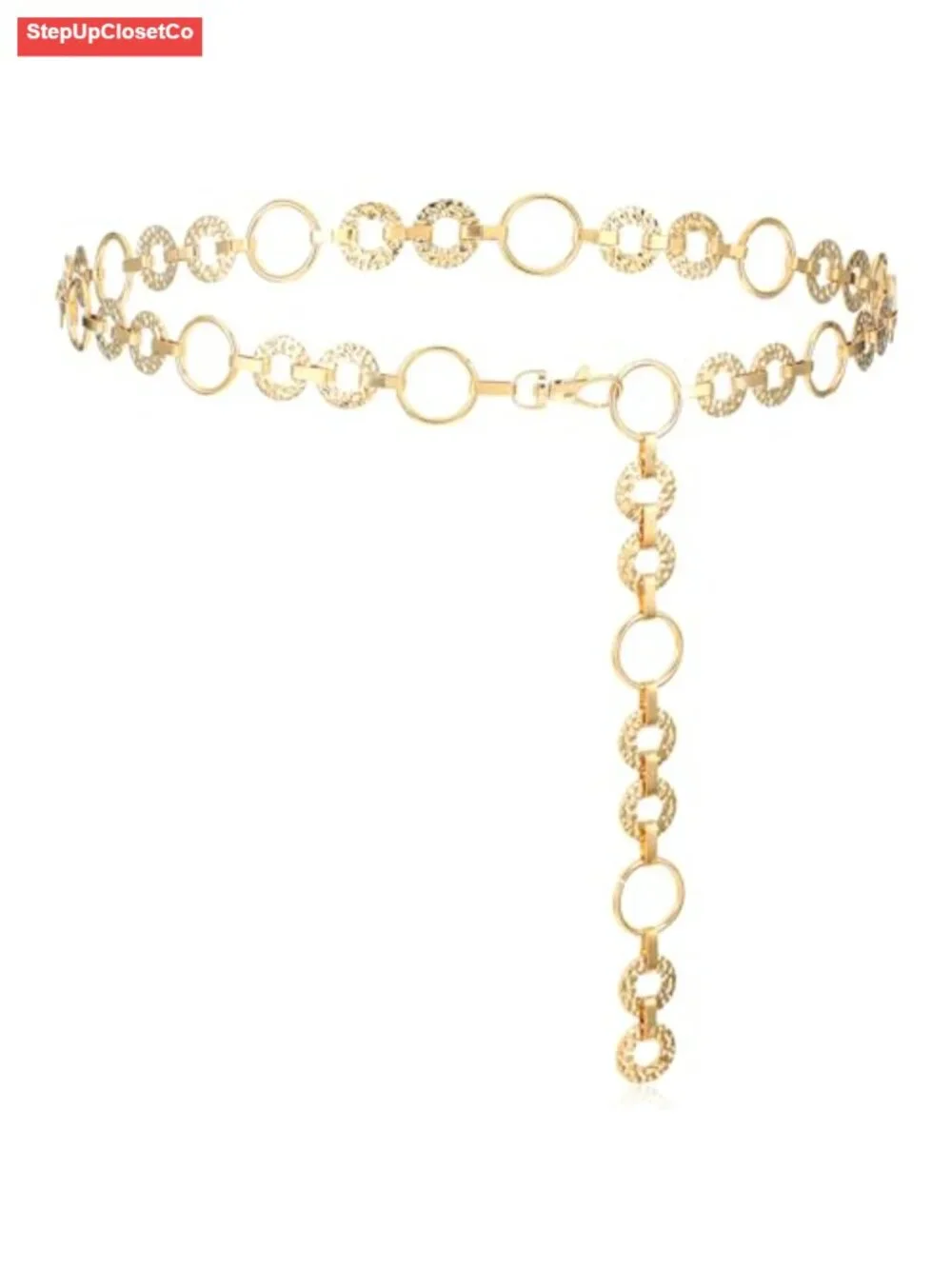 Multilayer Gold Waist Chain Belt Metal Body Link Belt Adjustable Plus Size